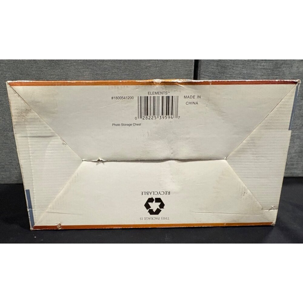 Photo Storage Chest Walnut Finish Dual Openings Decorative Organizer Holds 100 - Picture 5 of 14